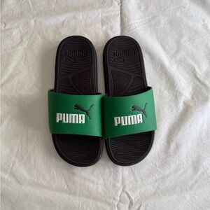 Puma Black and Green Slide Sandals